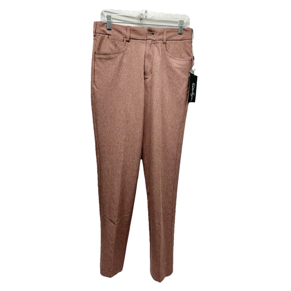 Walter Hagen Perfect 11 Men's 30x32 Maroon/White Novelty 5 Pocket Golf Pant (H7)